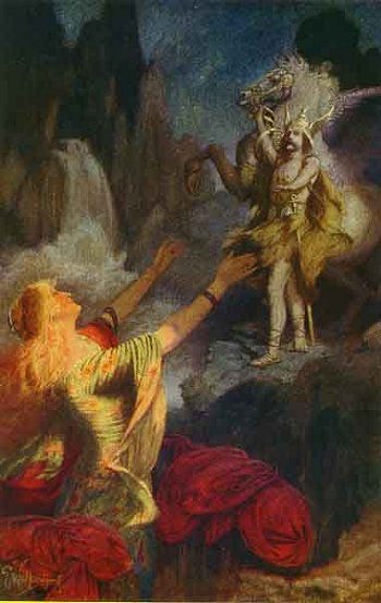 Målning av Helge återvändande till sin fru Sigrun