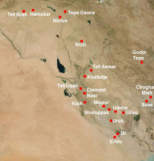 Karta ver Mesopotamien ubder antiken