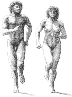 Lpande man och kvinna Homo Heidelbergensis
