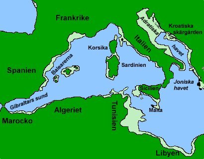 Karta ver Medelhavet fr 18000 r sedan