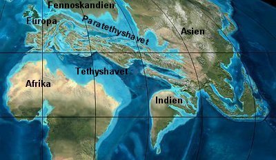 Karta visande Paratethyshavet