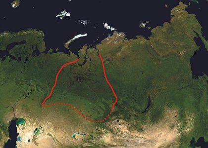 Satellitbild visande grnserna fr den sibiriska issjn