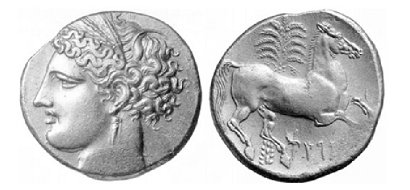 Mynt med bild av Tanit