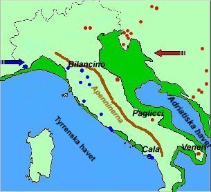 Gravettienkulturens utbredning i Europa (24K)