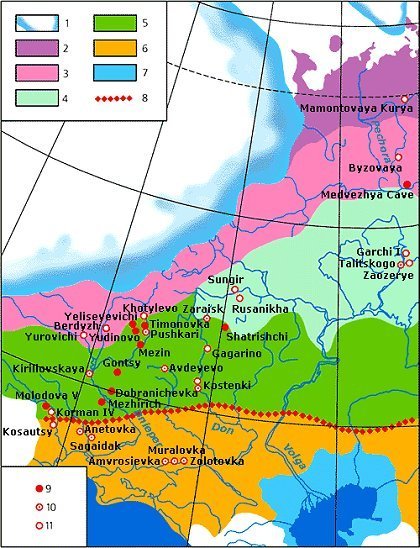 Karta visande Ryssland under det istida maximumet