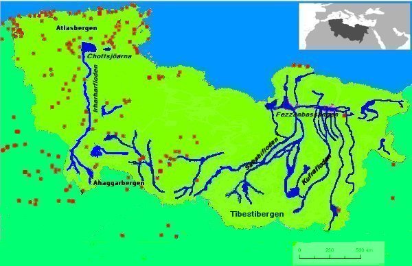 Karta över floderna i Sahara (60K)