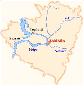 Karta över Volgas krök