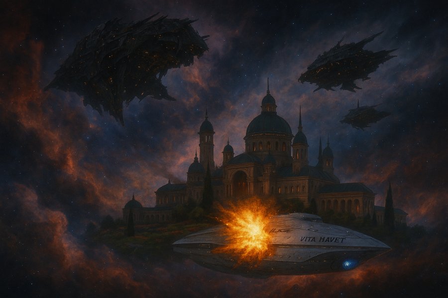 Rymdkryssaren Vita havet tr�ffas av f�r�dande skott